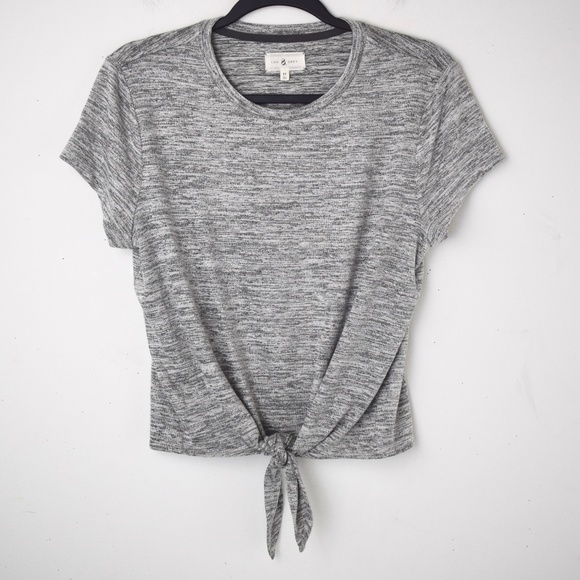 Lou & Grey Tops - Lou & Grey Heather Gray Tie Up T Shirt